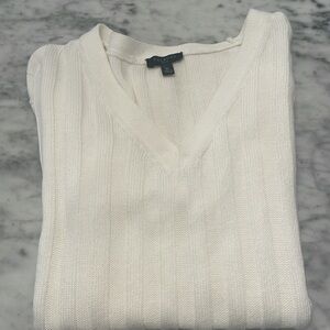 Talbots v-neck cream/white sweater